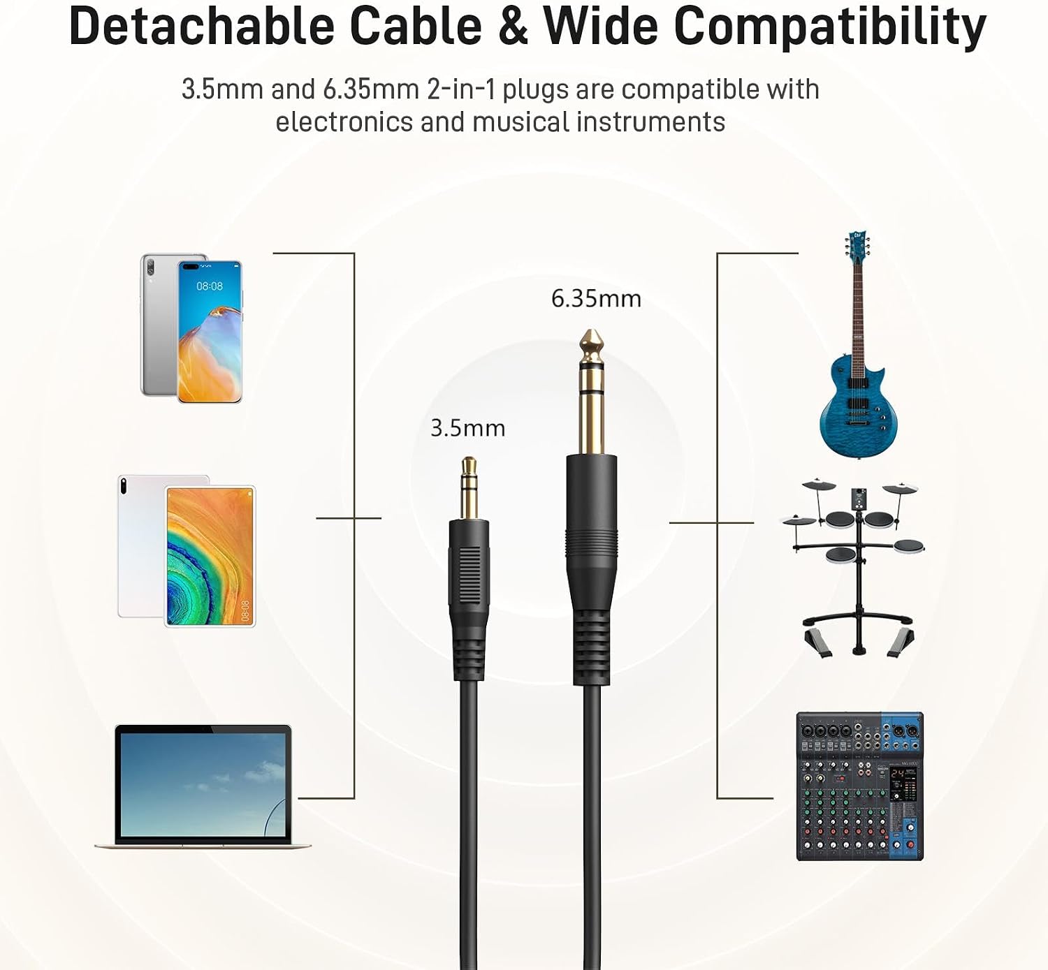 Detalle de MAONO MH601 Wired Studio Headphones with 50mm Drivers and Detachable Cable