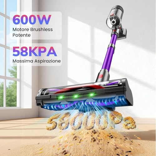 Detalle de Circlio Aspirapolvere Senza Fili 600W: potenza, autonomia e design autoportante