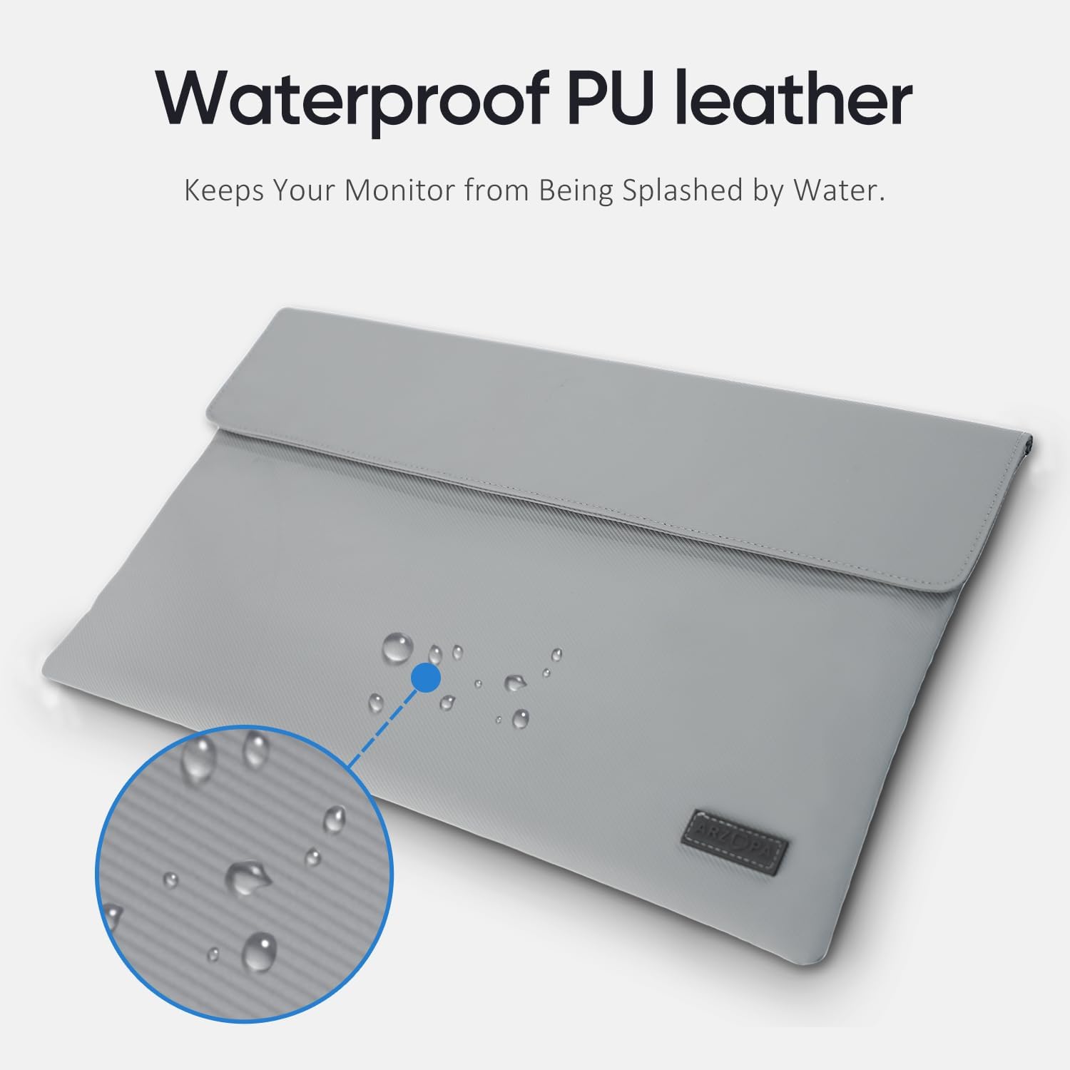 Thumbnail 3 de ARZOPA 17.3" Portable Monitor Sleeve Bag — PU Leather Waterproof Storage Case (Grey)