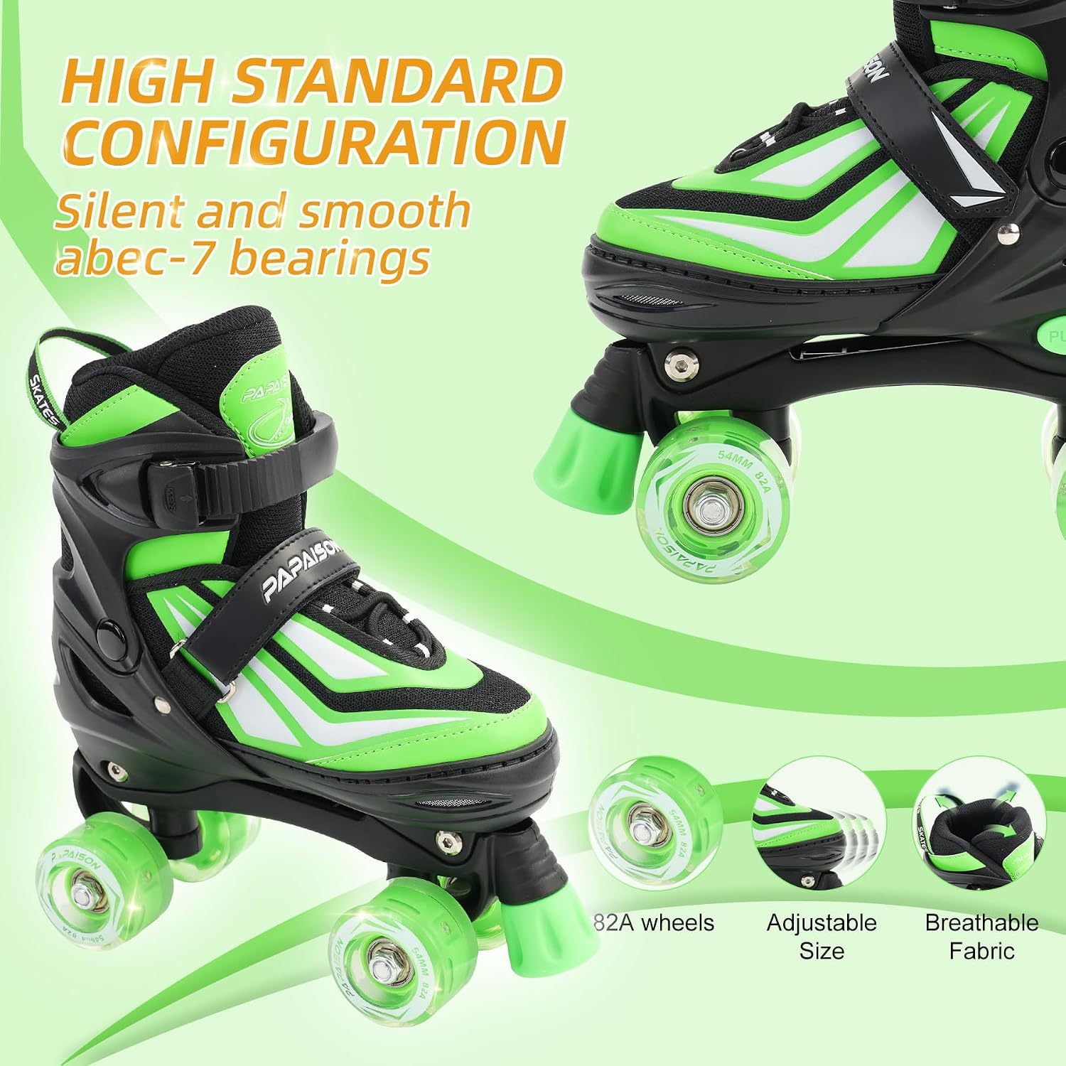 Detalle 2 de PAPAISON Kids Roller Skates 4-Size Adjustable 🛼