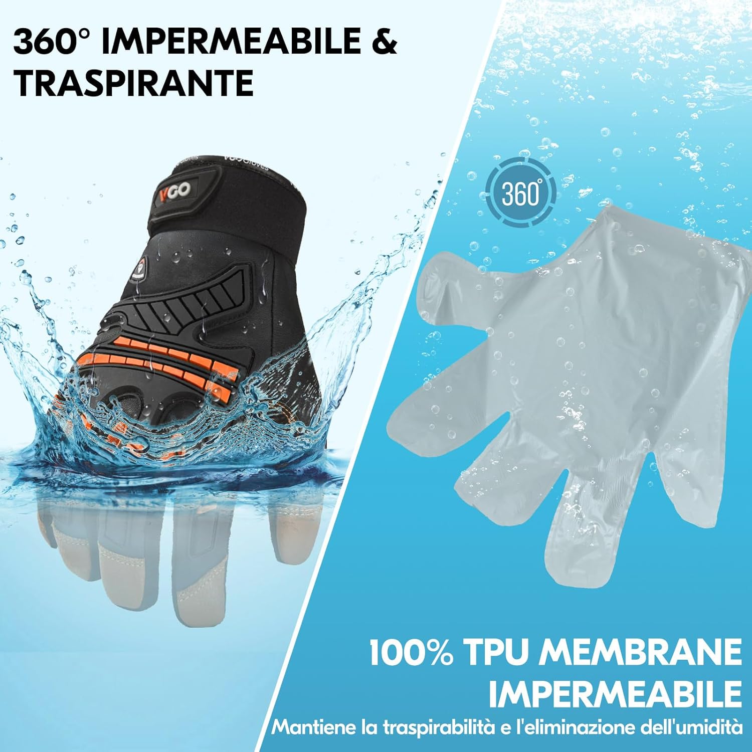 Thumbnail 2 de Vgo… Guanti Uomo Termici Impermeabili da Lavoro per edilizia, montaggio e freddo con touchscreen