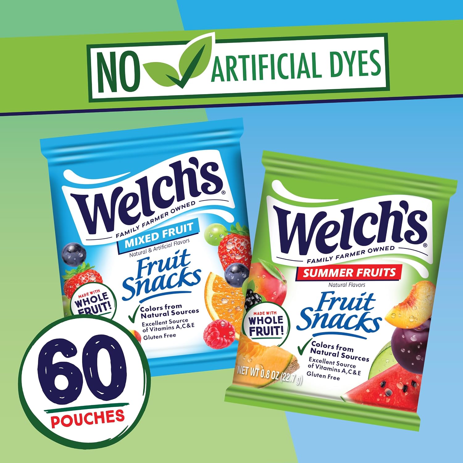 Detalle de Welch's Mixed Fruit & Summer Fruits Snacks, 60 Count, 0.8 oz Packs