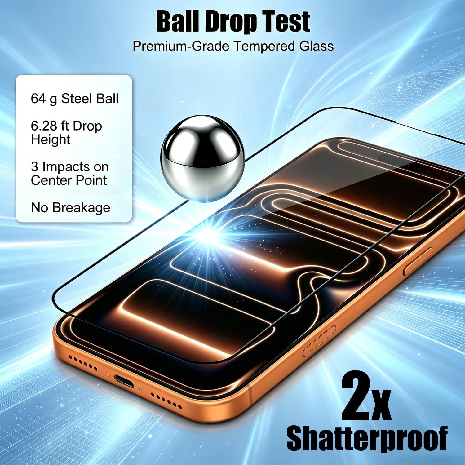 Detalle de UZWZW iPhone 17 Pro Max / 18 Pro Max Screen Protector, 9H Glass with Frame