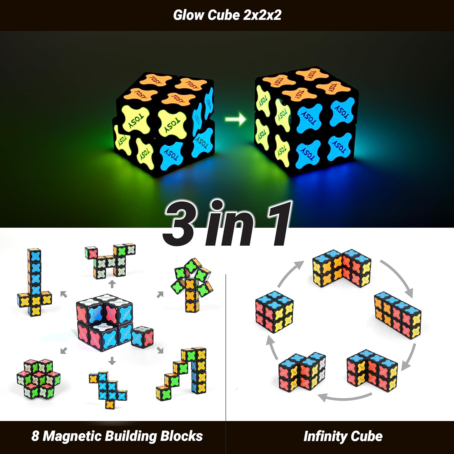 Detalle de TOSY Magnet Cube 2x2 2-in-1 magnetic puzzle toy