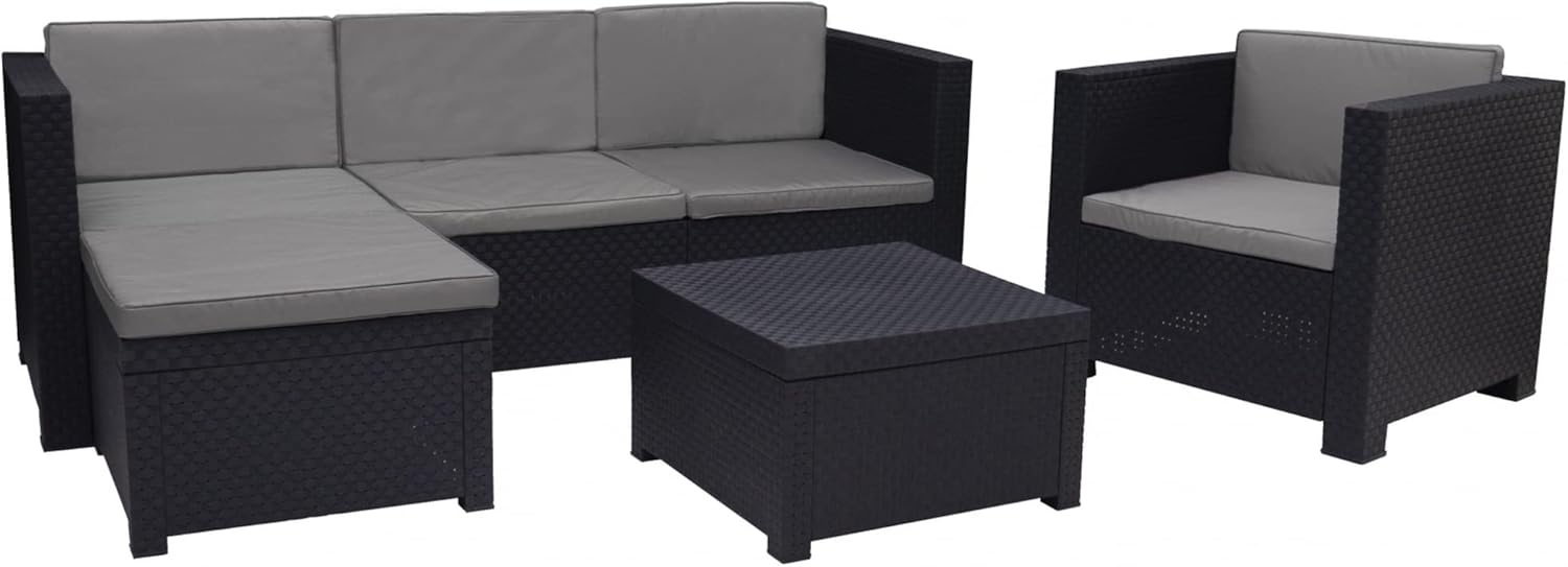 SP Berner - Shaf Manhattan: Set de Muebles de Exterior para 5 plazas en grafito, fabricado en España con materiales reciclados