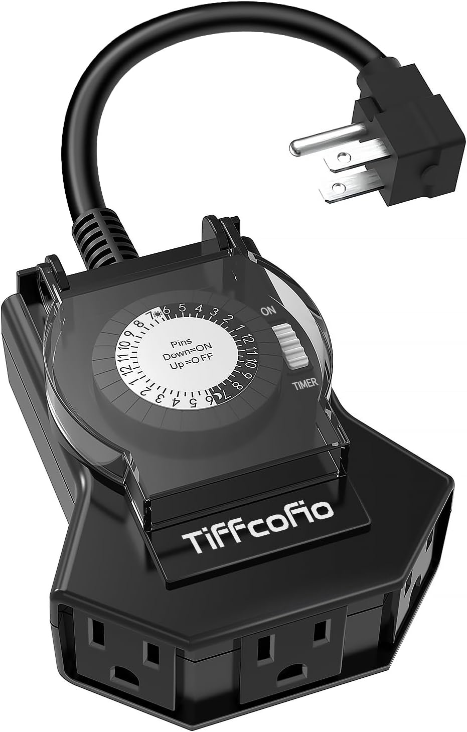 Detalle de Tiffcofio TF-204 Outdoor Mechanical Timer with 3 Grounded Outlets