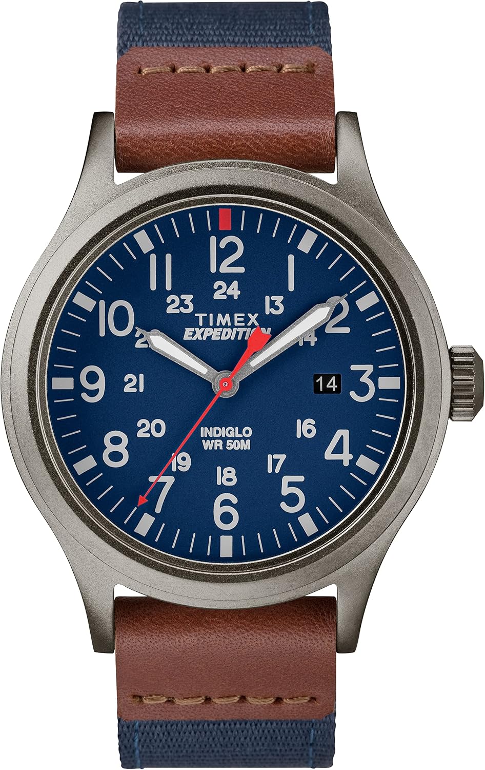 Detalle de Timex Expedition Scout 40mm Fabric Strap Uhr – Blaues Zifferblatt, Textilband