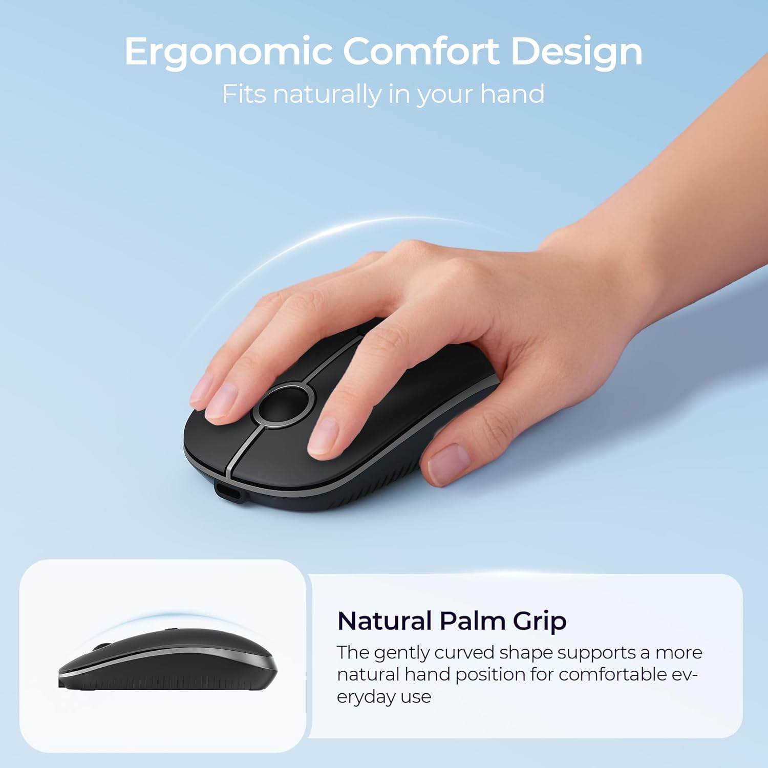 Thumbnail 3 de Seenda MOU001 Rechargeable Silent Bluetooth Wireless Mouse – 3-Device Connectivity