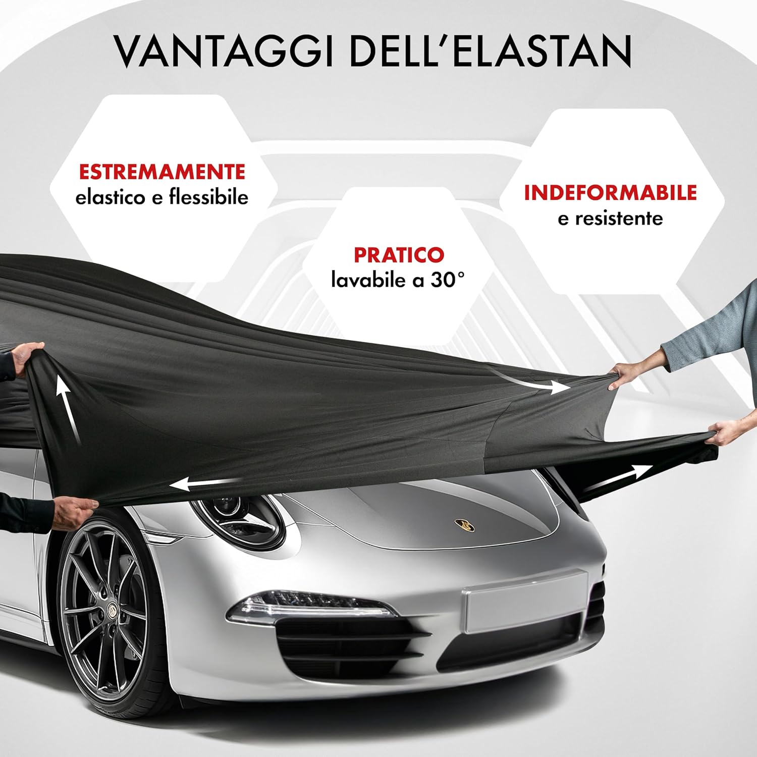 Detalle de WALSER Premium Telo Copriauto da Interno Stretch Plus Elasticizzato e Antipolvere (Misura 2) Nero