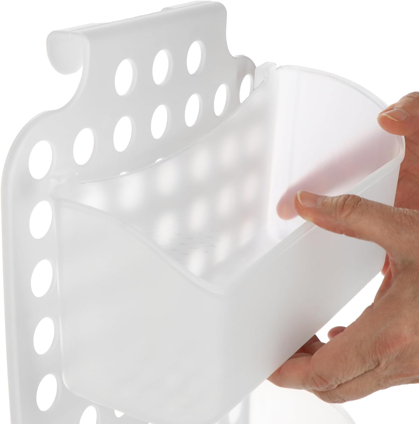 Thumbnail 6 de com-four Panier de douche à 2 compartiments avec support et crochets – étagère douche blanche