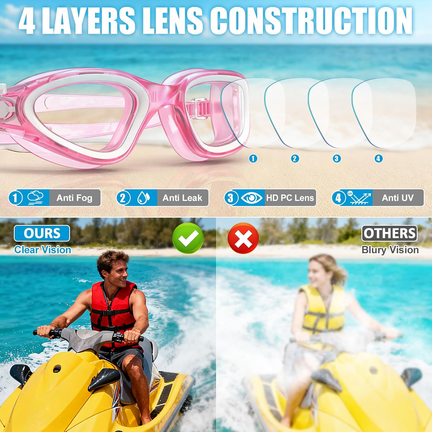 Thumbnail 1 de Winline Swimming Goggles Clear Vision: Anti-Fog, Anti-UV, Leak-Proof Comfort for All