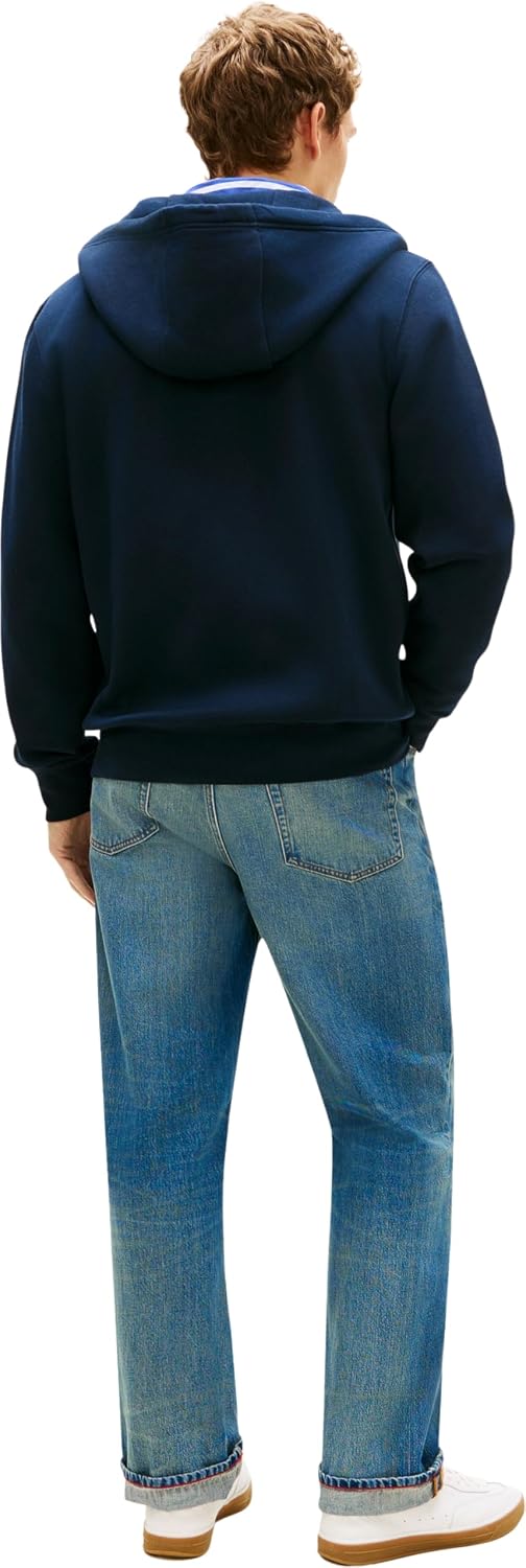 Detalle de Tommy Hilfiger Brand Love TR Lockup FZ Hoody Mw0mw42462 — Felpa con cappuccio in cotone, chiusura in metallo