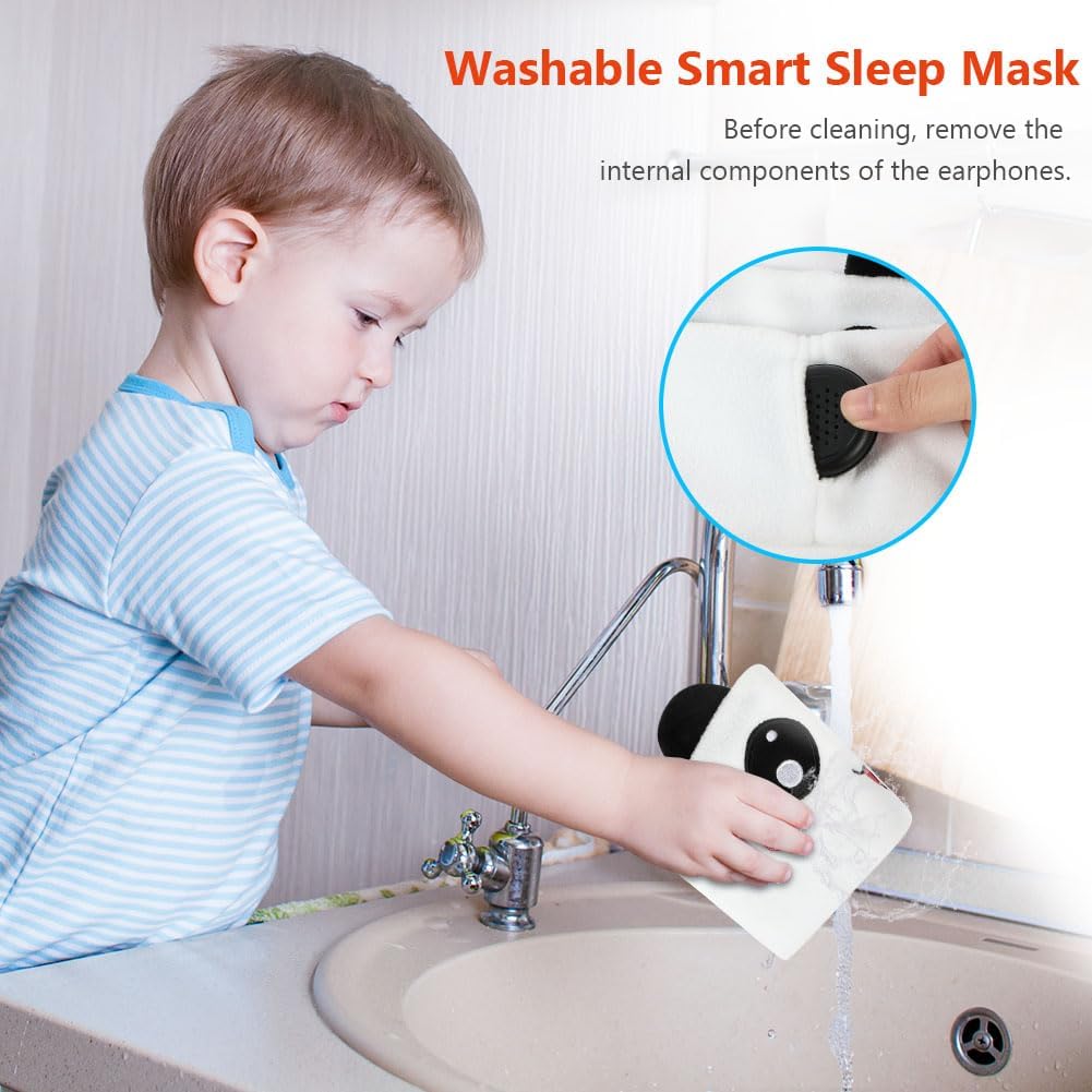 Detalle de OFFCUP Cuffie per Dormire Panda: cuffie over-ear senza fili con maschera integrata per sonno, viaggio e relax