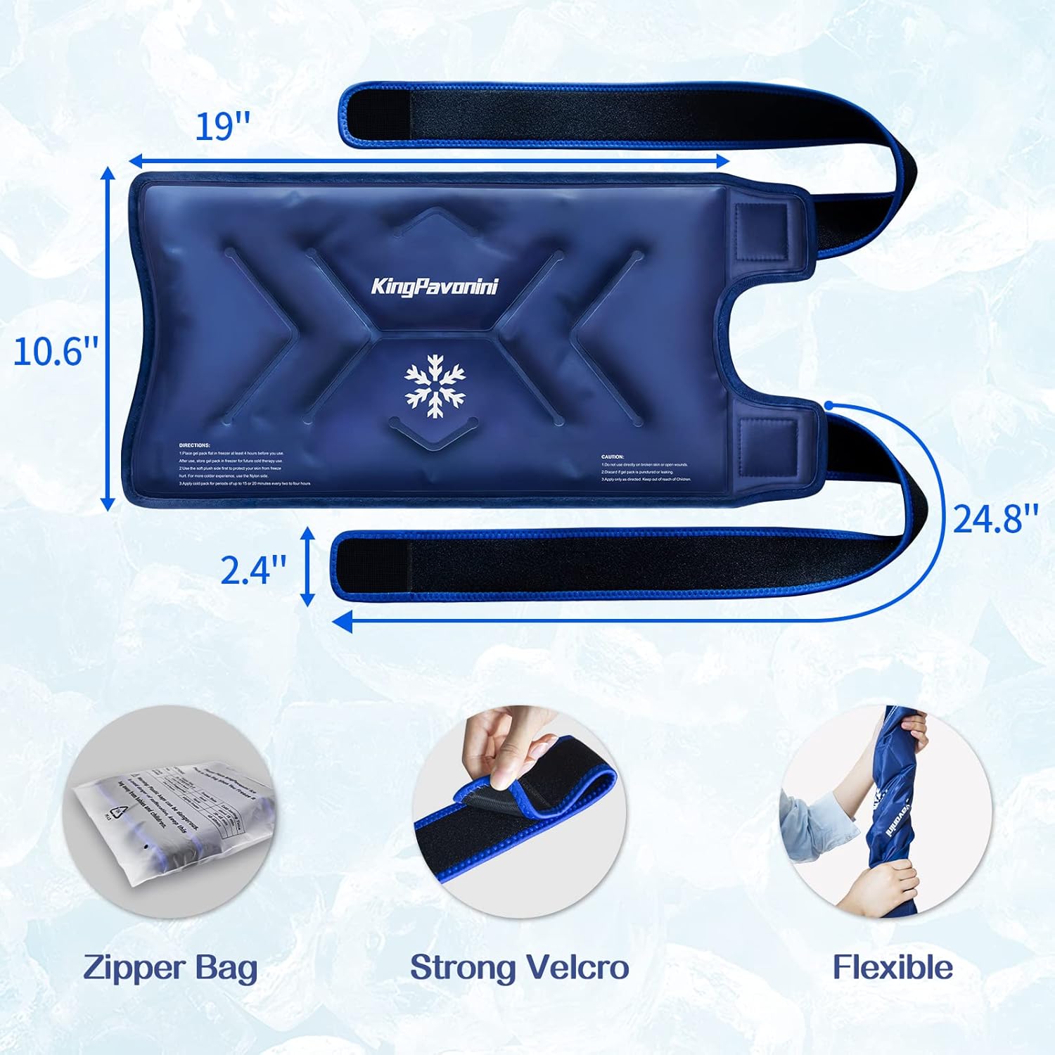 Thumbnail 2 de KingPavonini XXL Knee Ice Pack Wrap: Full-Knee Coverage, Reusable Gel Ice Pack (Blue)