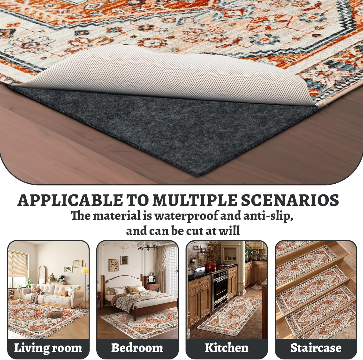 Detalle 2 de 100% Waterproof Rug Pad for All Floors 8x10 ft ๐