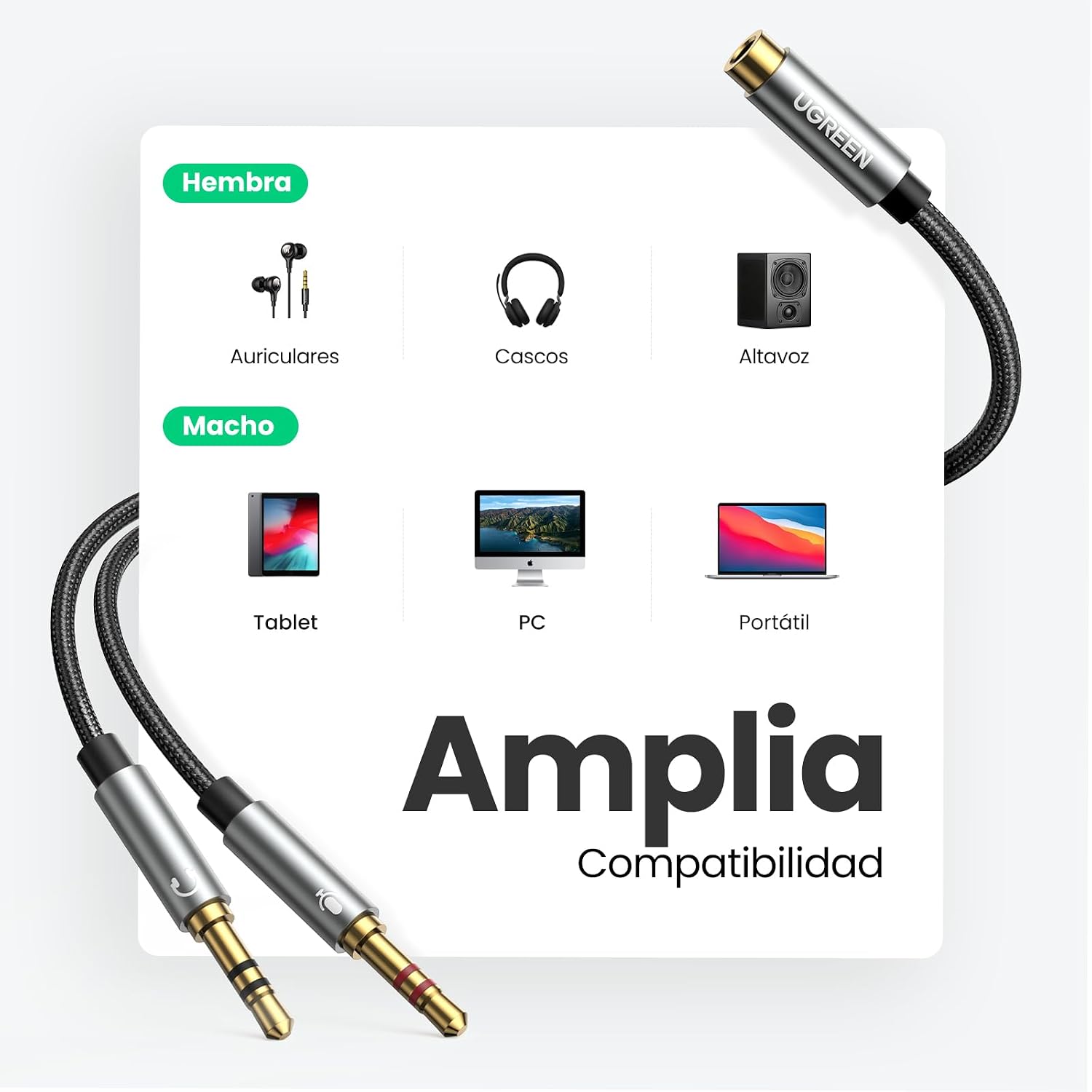 Thumbnail 6 de UGREEN Adaptador Splitter Jack 3.5mm 20CM