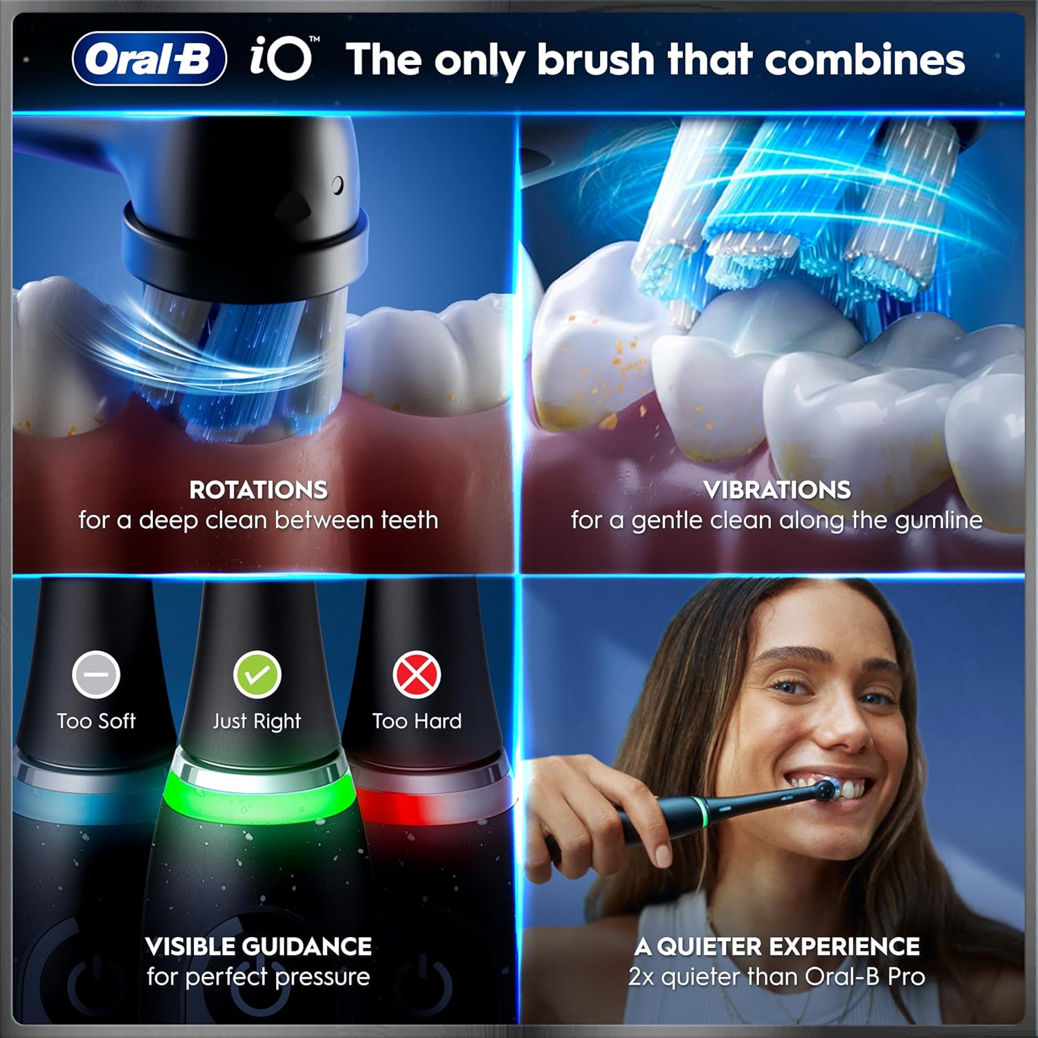 Thumbnail 3 de Oral-B iO10 electric toothbrush for adults (Cosmic Black) – 1 handle, 3 brush heads, 7 modes, travel charging case