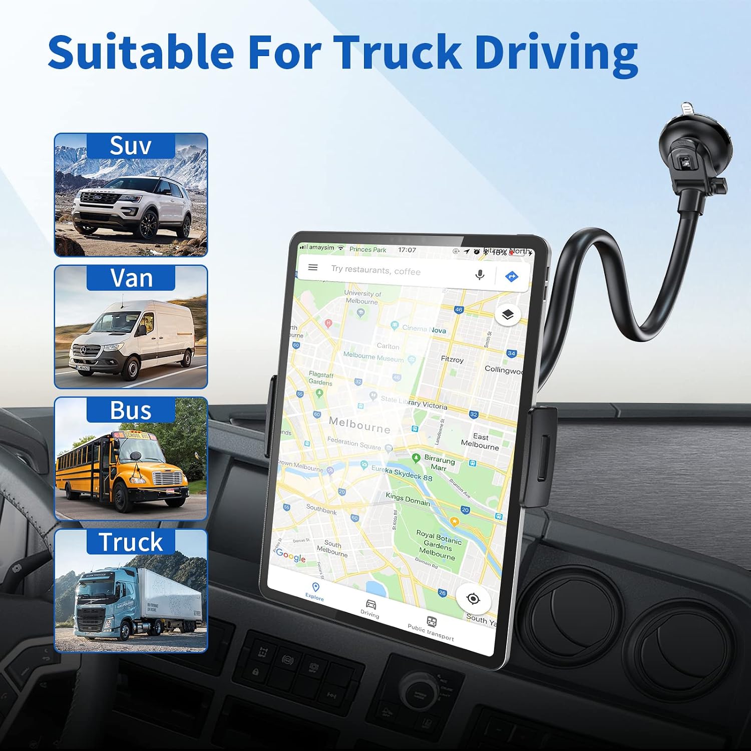 Detalle de APPS2Car af55d9a0-1fb2-4a3b-91b1-206570ac9e08 Car Tablet Holder, 13-inch Arm
