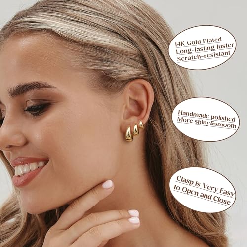 Thumbnail 1 de Chriscoco Gold Hoop Earrings for Women – Chunky Silver Hoop Earrings