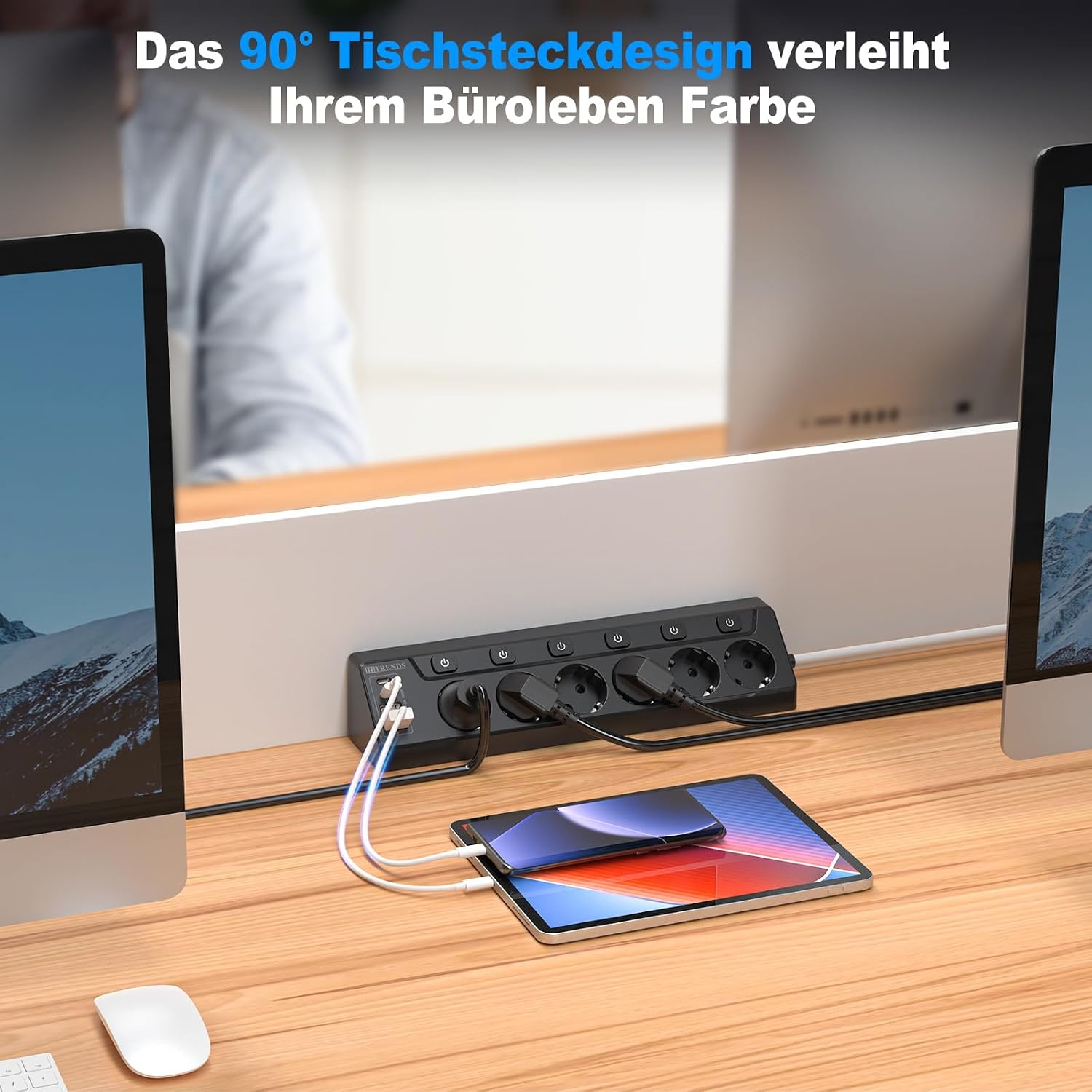 Detalle de HITRENDS Ecksteckdose 2 m Kabel 🔌