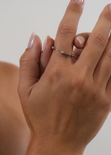 Detalle 2 de Purelei Anxiety Balance Ring – verstellbarer Ring mit Balance-Kugel aus Edelstahl, 14K vergoldet, 18K Roségold oder Silber