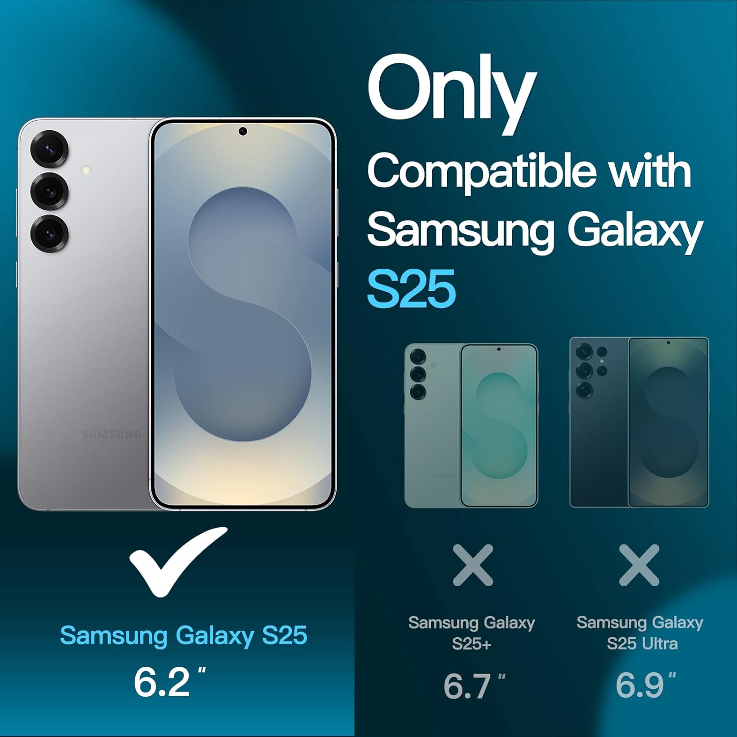 Thumbnail 2 de JETech Screen Protector for Samsung Galaxy S25 5G (Temperered Glass, Fingerprint ID compatible) – HD Clear, 3-Pack