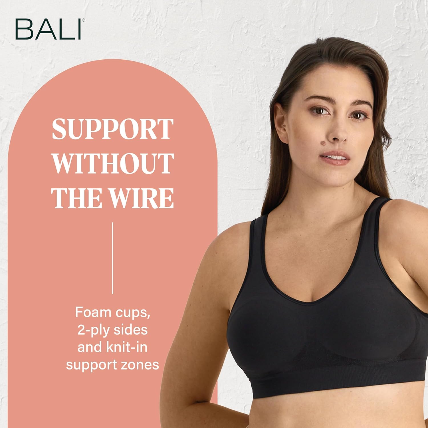Detalle de Bali Comfort Revolution wire-free bra for women (no-seams, full coverage)