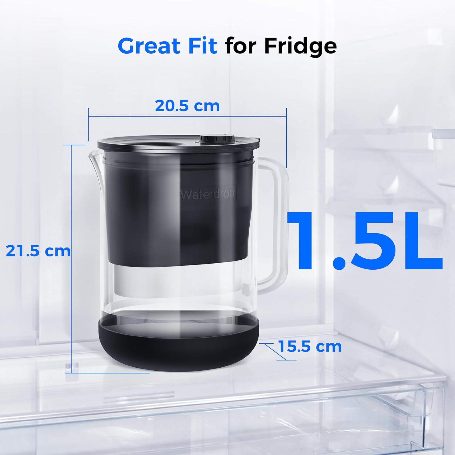 Thumbnail 3 de Waterdrop Glass Water Filter Jug 1.5L