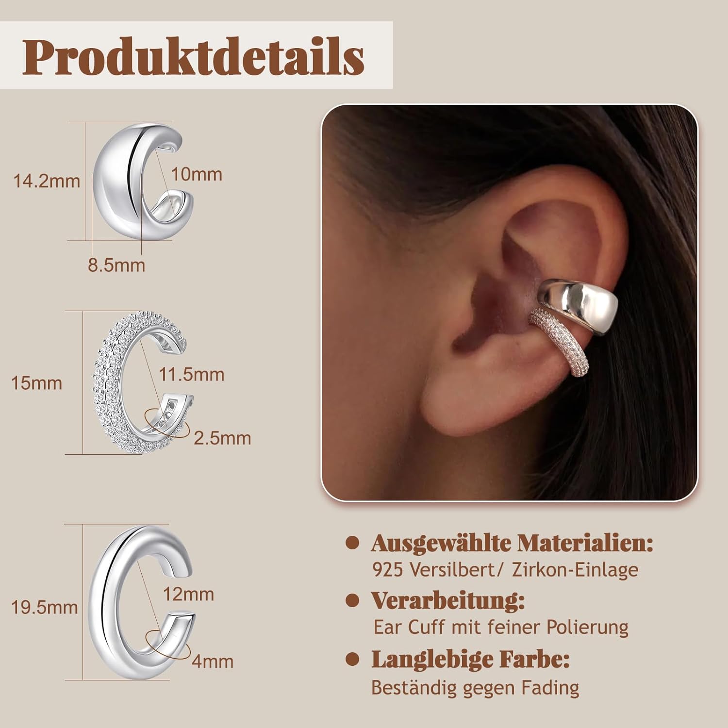 Thumbnail 2 de jagosen Ear Cuff Set 3 Stück 💍