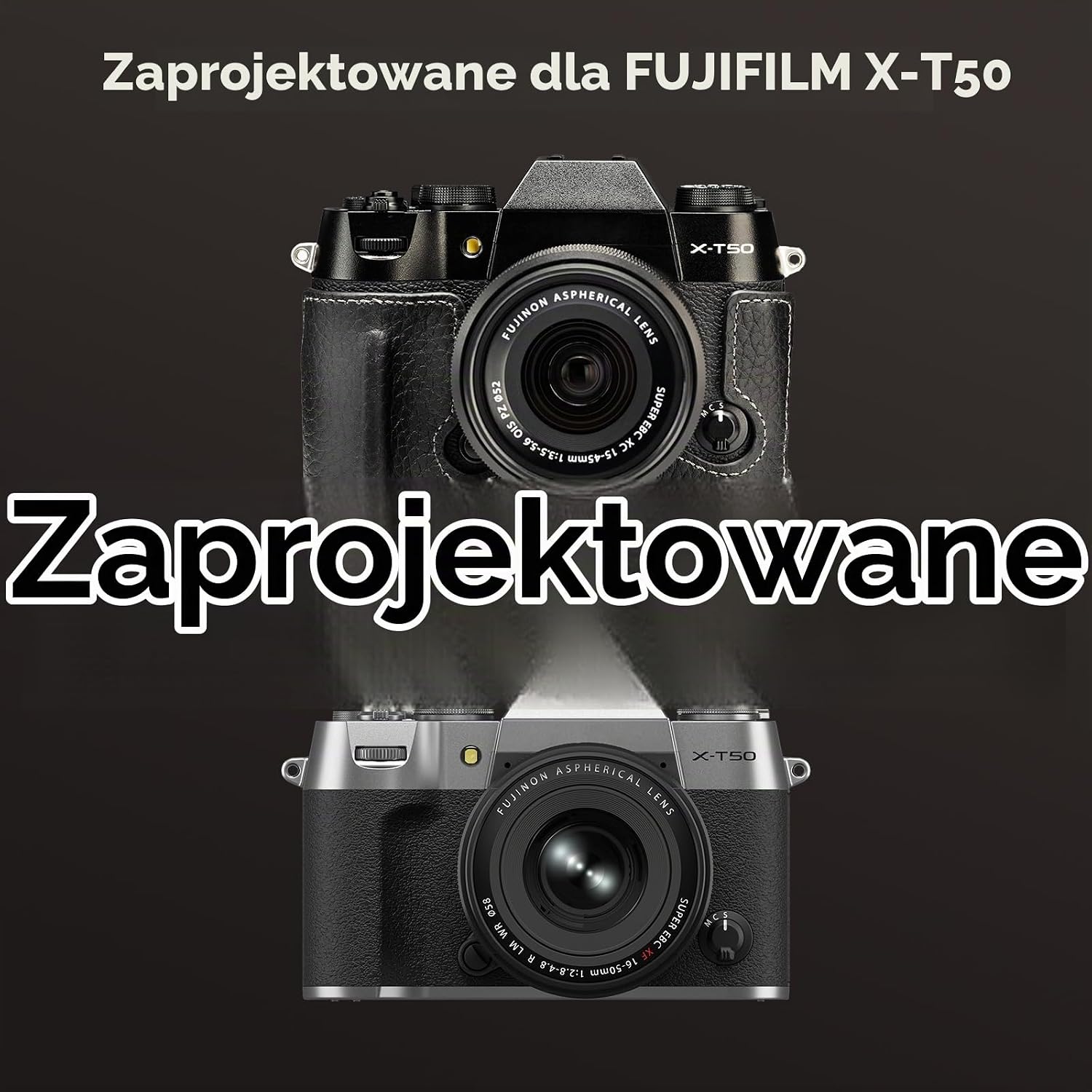 Detalle de SMALLRIG 4709 – półskórzany futerał do Fujifilm X-T50 z paskiem