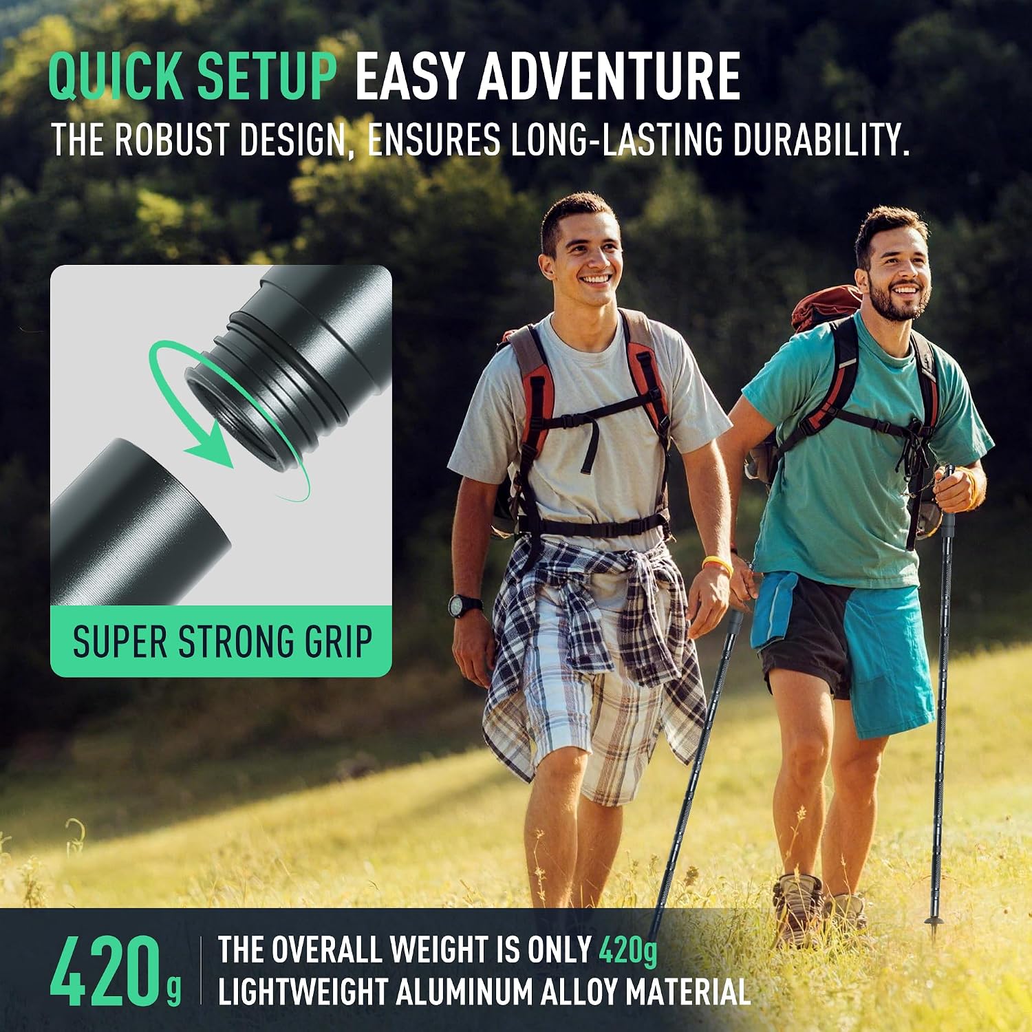 Detalle de R² Koda RKTHS-01A Tactical Hiking Stick, Aluminum, Adjustable to 55 Inches