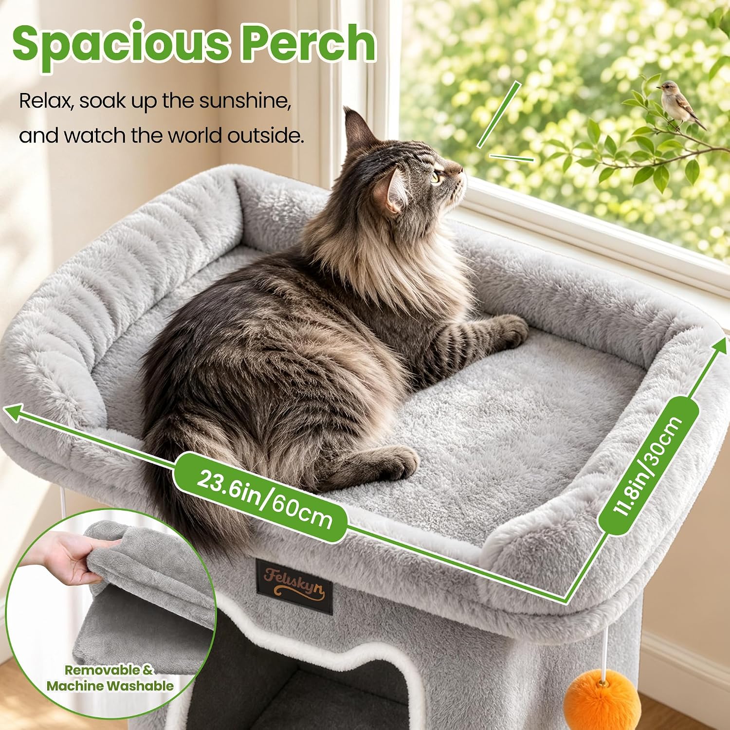 Detalle de Feliskyn 29-Inch Cat Tree with Two Condos, Sisal Scratching Posts and Perch