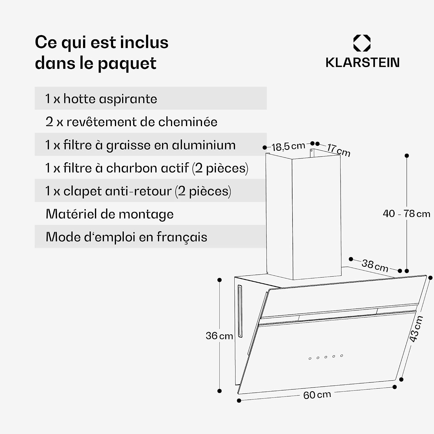 Thumbnail 6 de Klarstein Alina afzuigkap 60 cm, 600 m³/h, touchbediening en led
