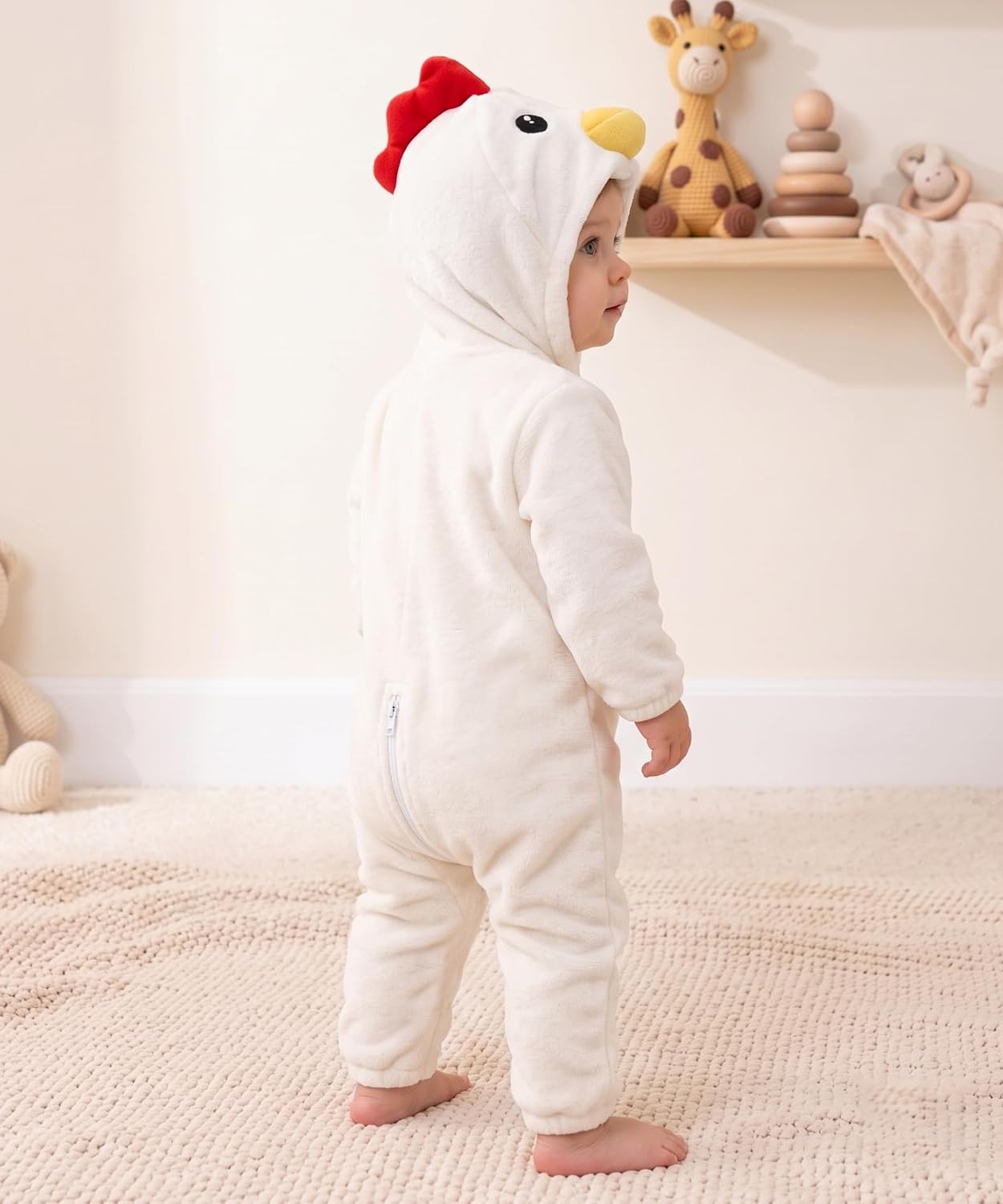 Detalle 2 de LONULAIN Baby Animal Costume Pajamas, Flannel Hooded Romper with Zipper