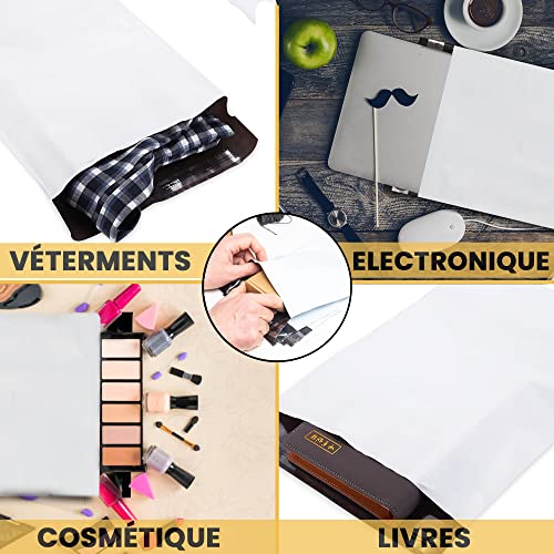 Thumbnail 7 de UGIX Enveloppe Plastique Expedition — Lot de 100 enveloppes auto-adhésives, 4 tailles, blanc