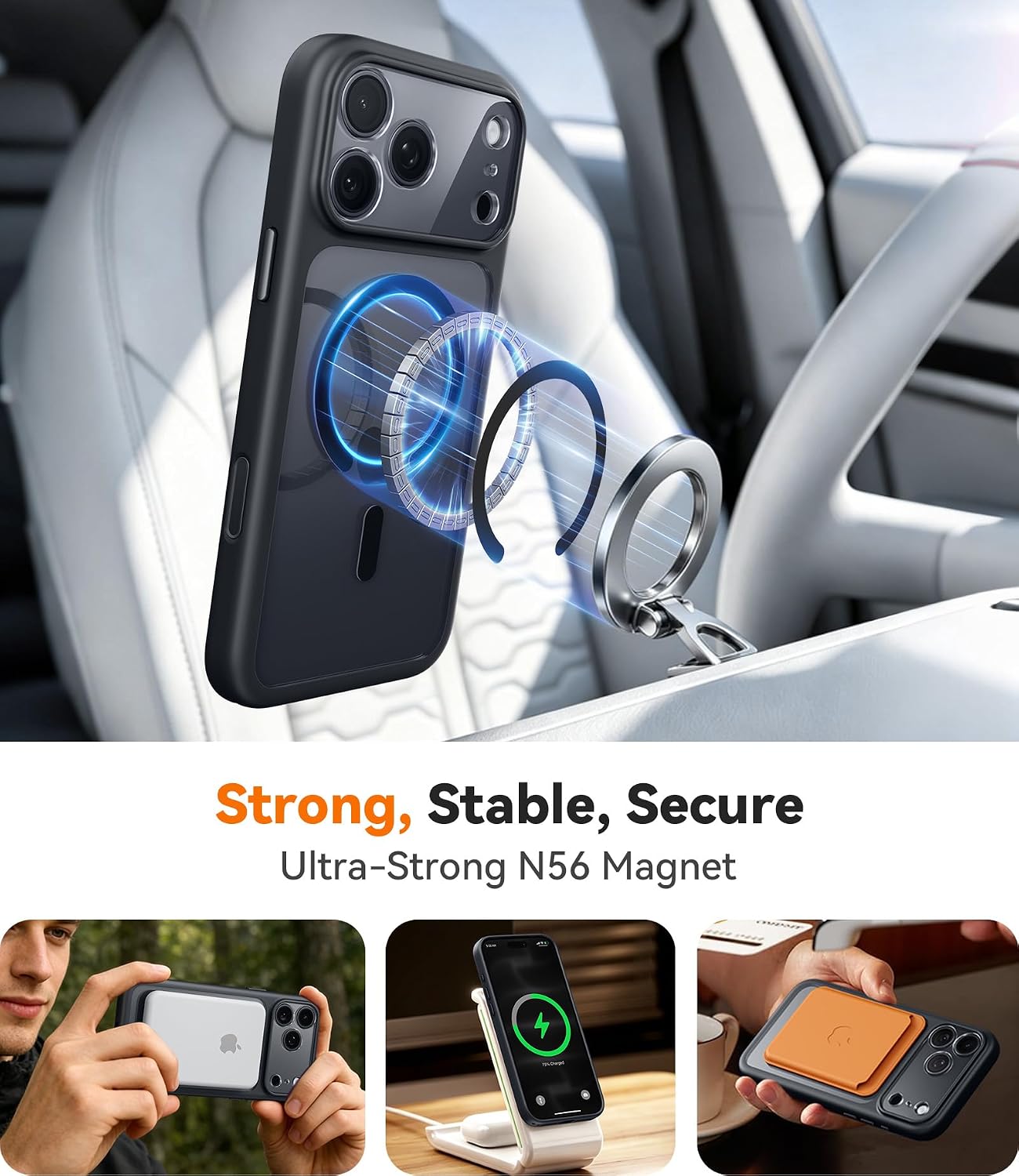 Detalle 1 de JUESHITUO iPhone 18 Pro Max Case, Clear Black with MagSafe Compatibility