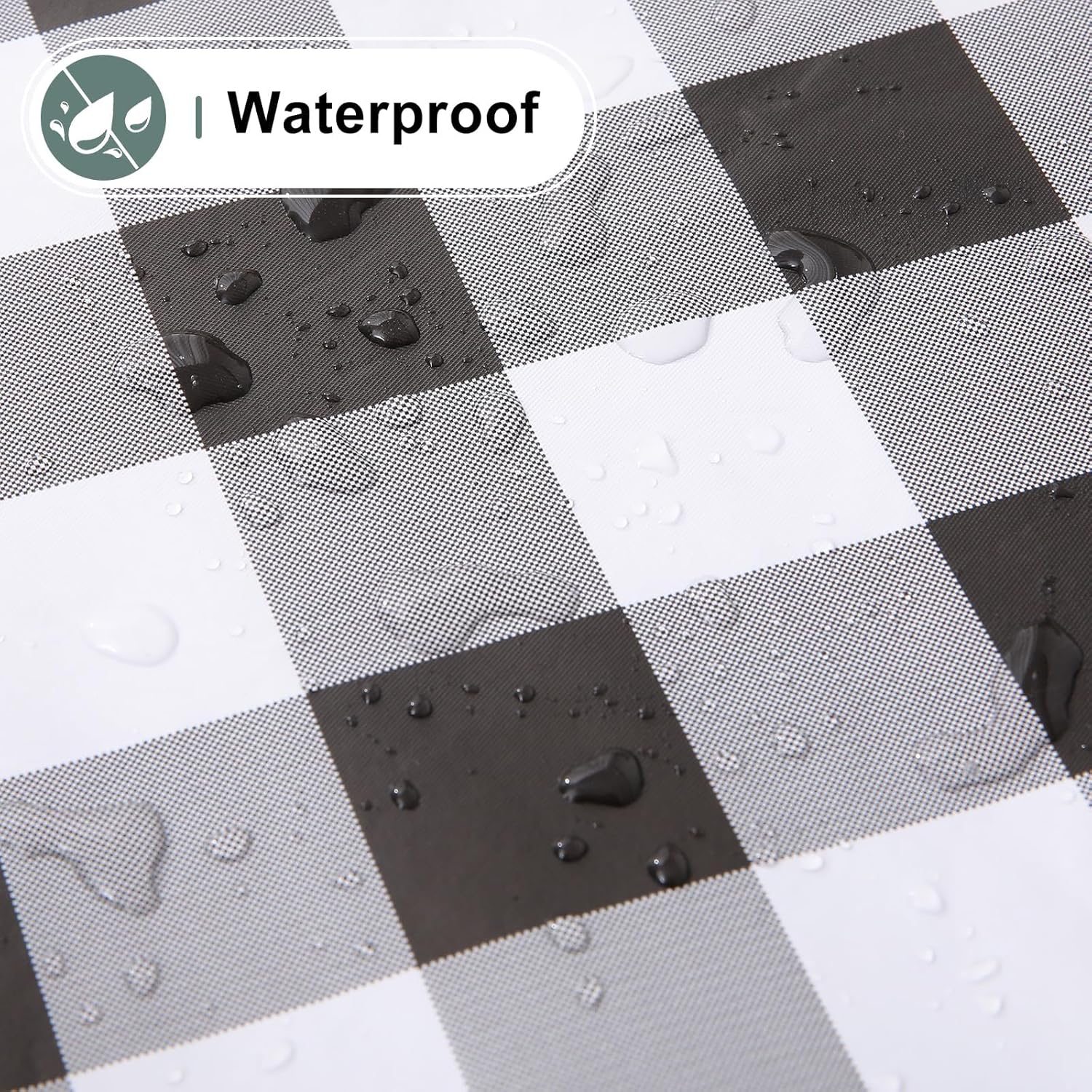 Detalle de misaya Square Waterproof Vinyl Table Cloth with Flannel Back, Black and White (54 x 54 in)