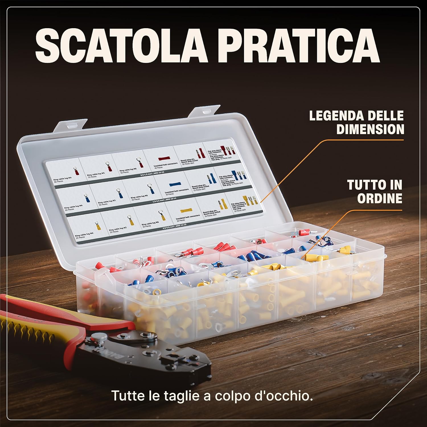 Detalle de BAURIX Capicorda Elettrici set 700 pezzi – Connettori per cavi 0,50–6 mm², assortiti