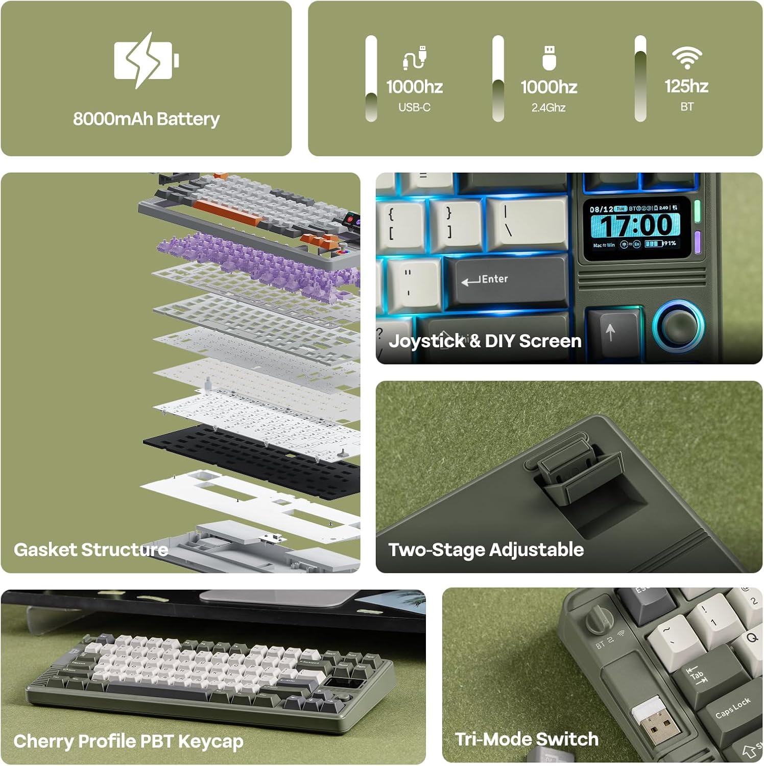 Thumbnail 2 de EPOMAKER RT85 wireless mechanical keyboard (75% Gaming) with joystick, DIY TFT screen & hot-swap – US QWERTY – creamy switches