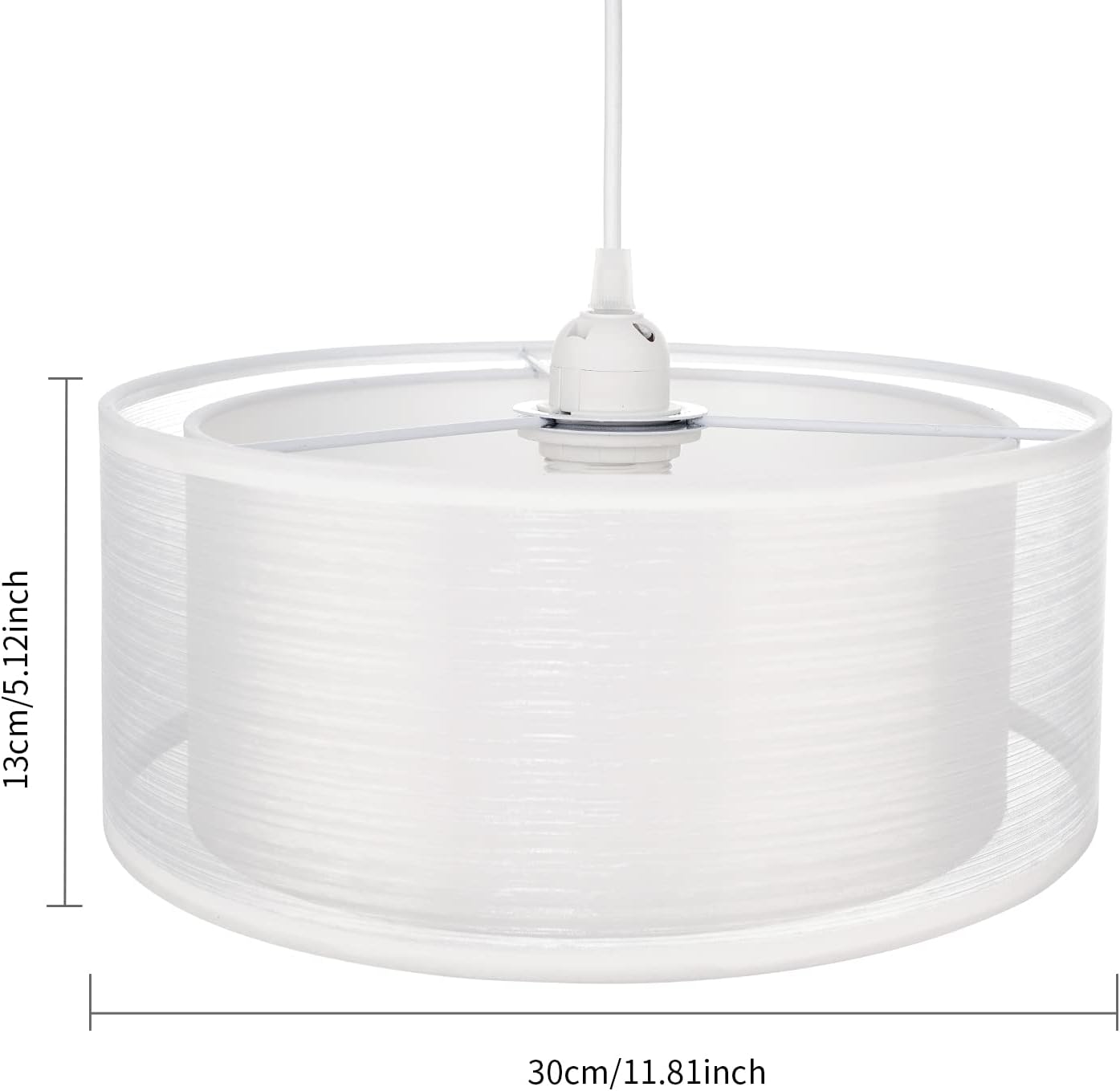 Thumbnail 5 de FRIDEKO HOME 2 Tier Light Shade Ceiling – Modern White Drum Shade, 30 cm
