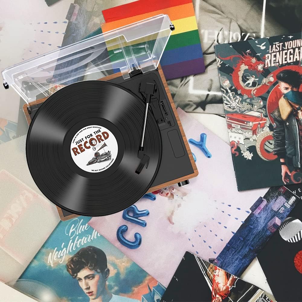 Thumbnail 6 de Vinyl Record Player with Speakers: Vintage 3-Speed Belt-Driven Turntable with Bluetooth
