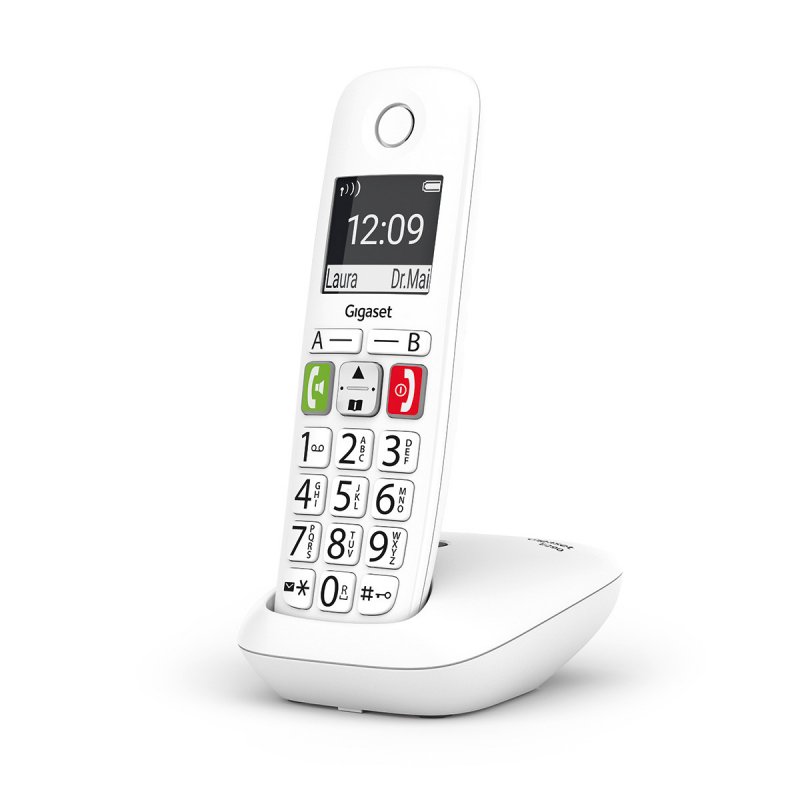 Detalle de Gigaset E290: Teléfono inalámbrico con teclas grandes en blanco