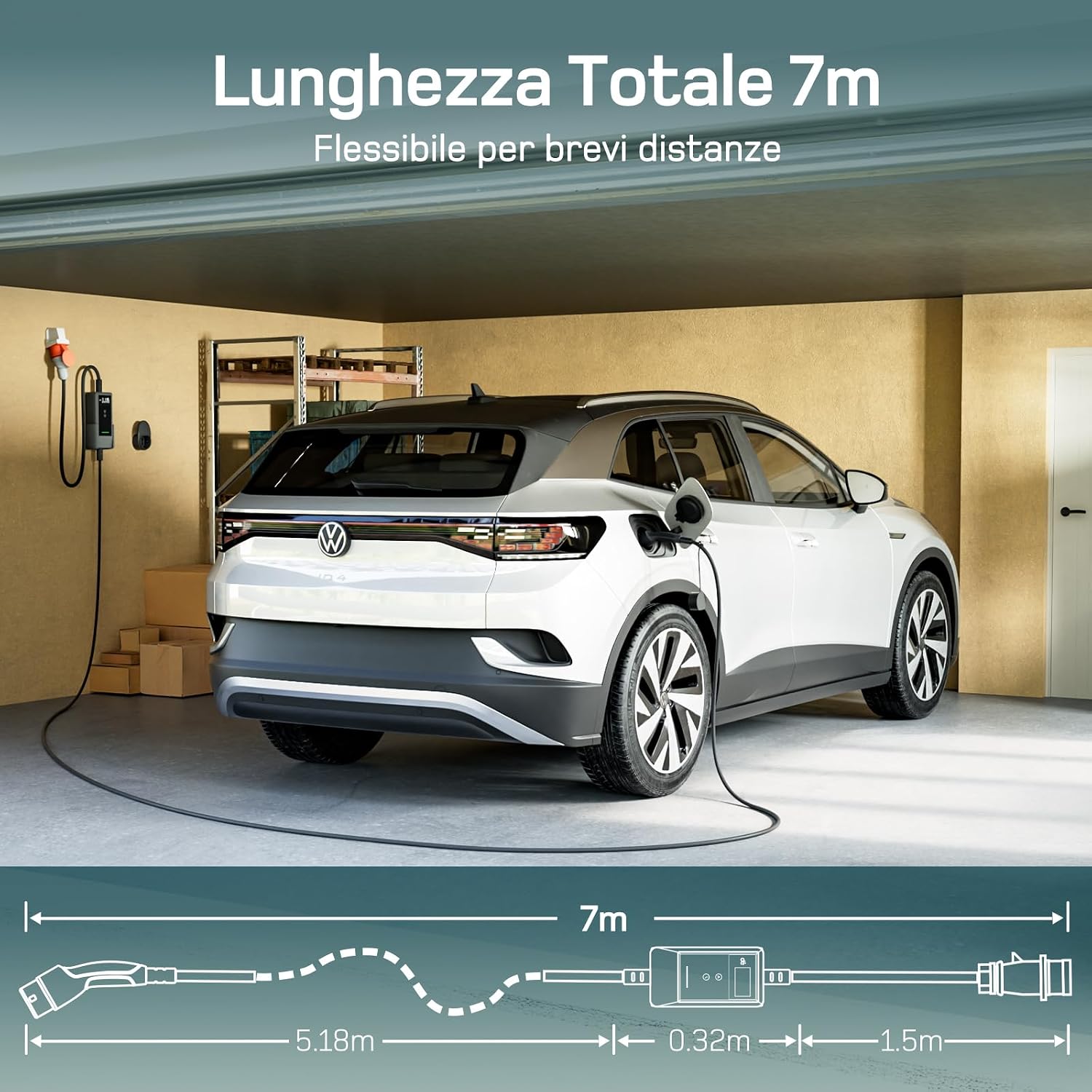 Detalle 2 de Wallbox 11kW App – Stazione di ricarica mobile trifase 11kW con cavo 7 m e connettore Tipo 2