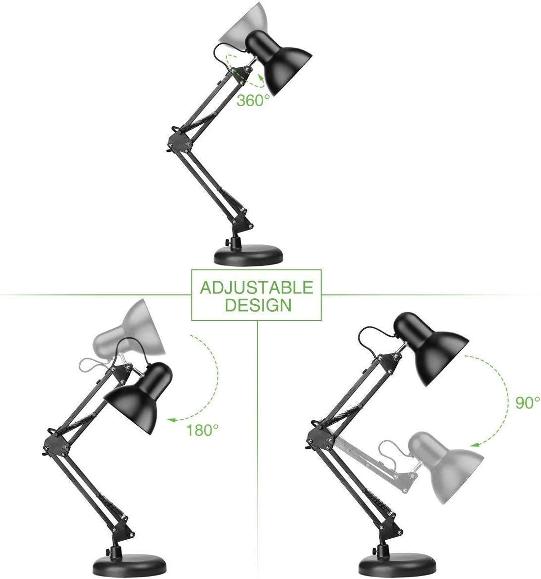 Detalle 2 de Lepro Desk Lamp E27 swing arm with clamp