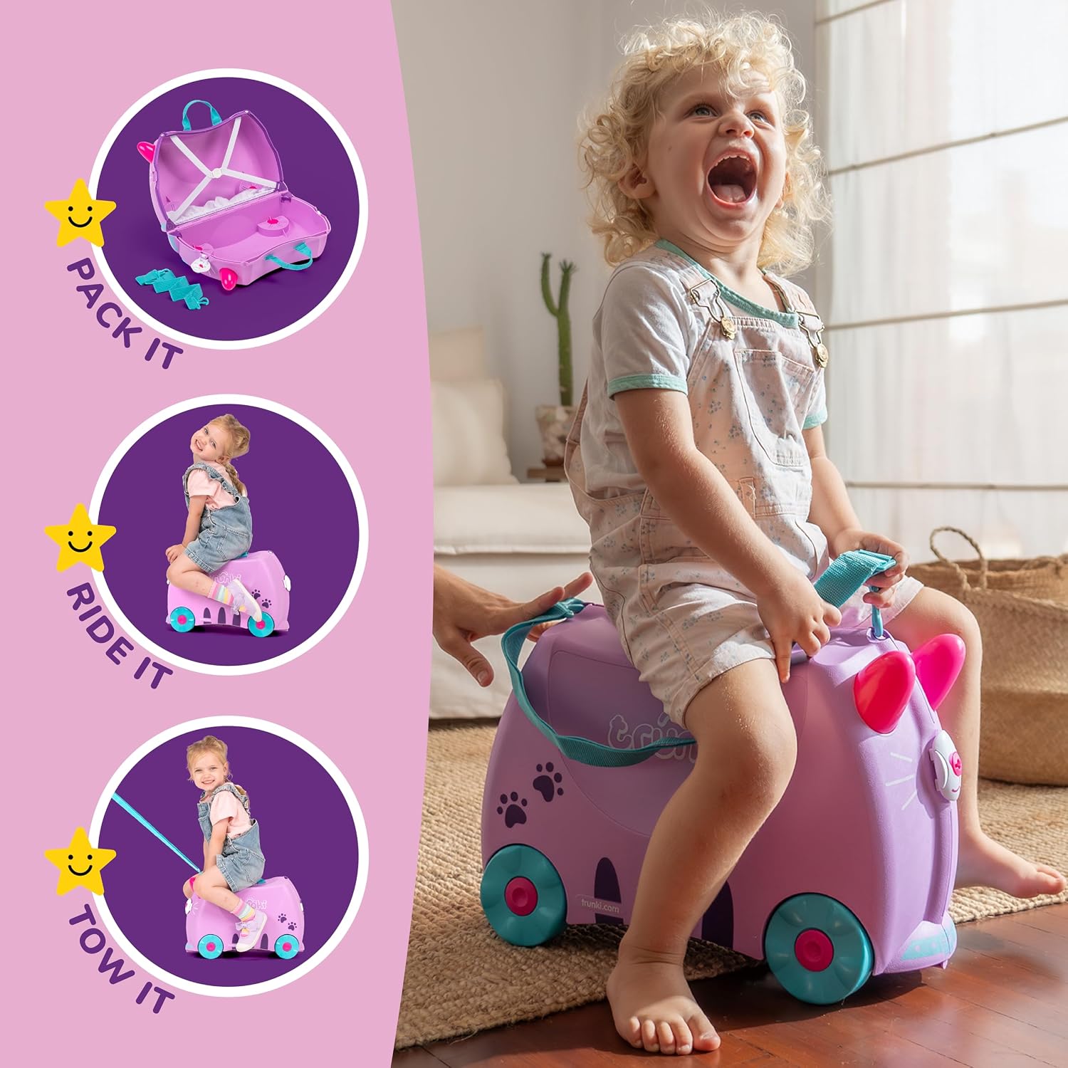 Thumbnail 2 de Trunki Cassie Cat Lilac Ride-On Suitcase: A Practical Travel Companion for Toddlers
