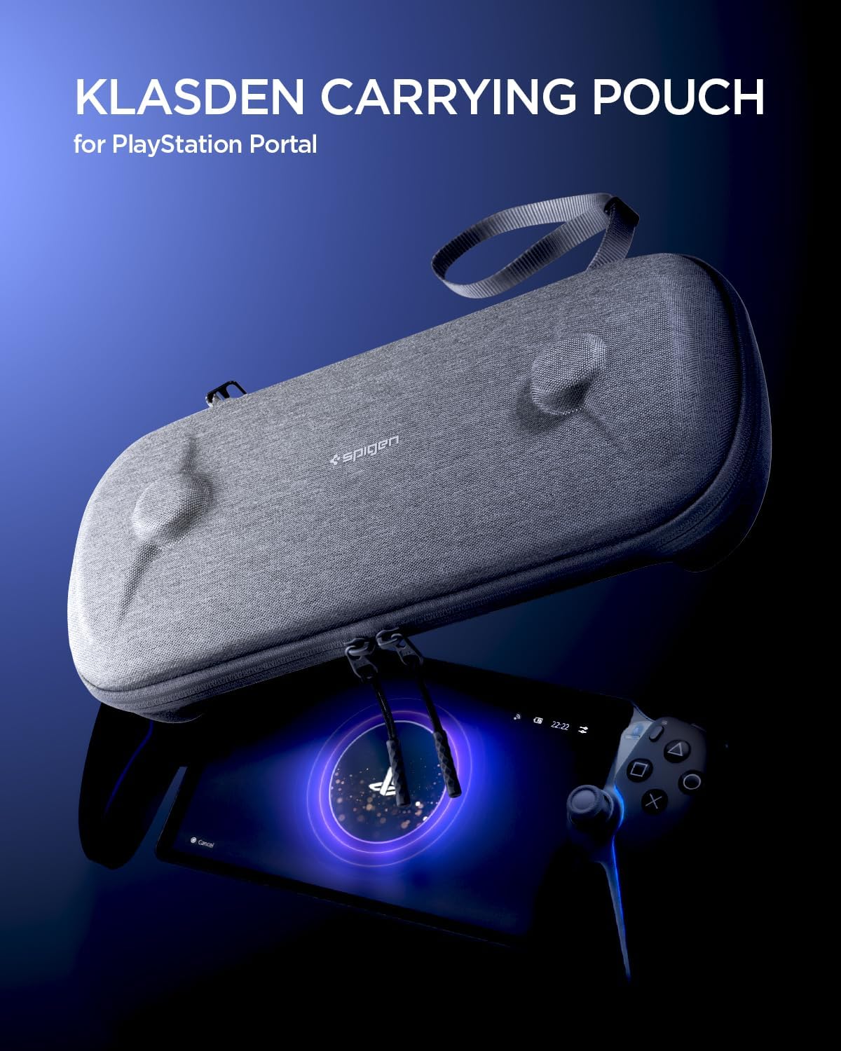 Thumbnail 1 de Spigen Klasden Pochette pour PlayStation Portal Remote Player (gris anthracite) avec 2 options de transport et dragonne