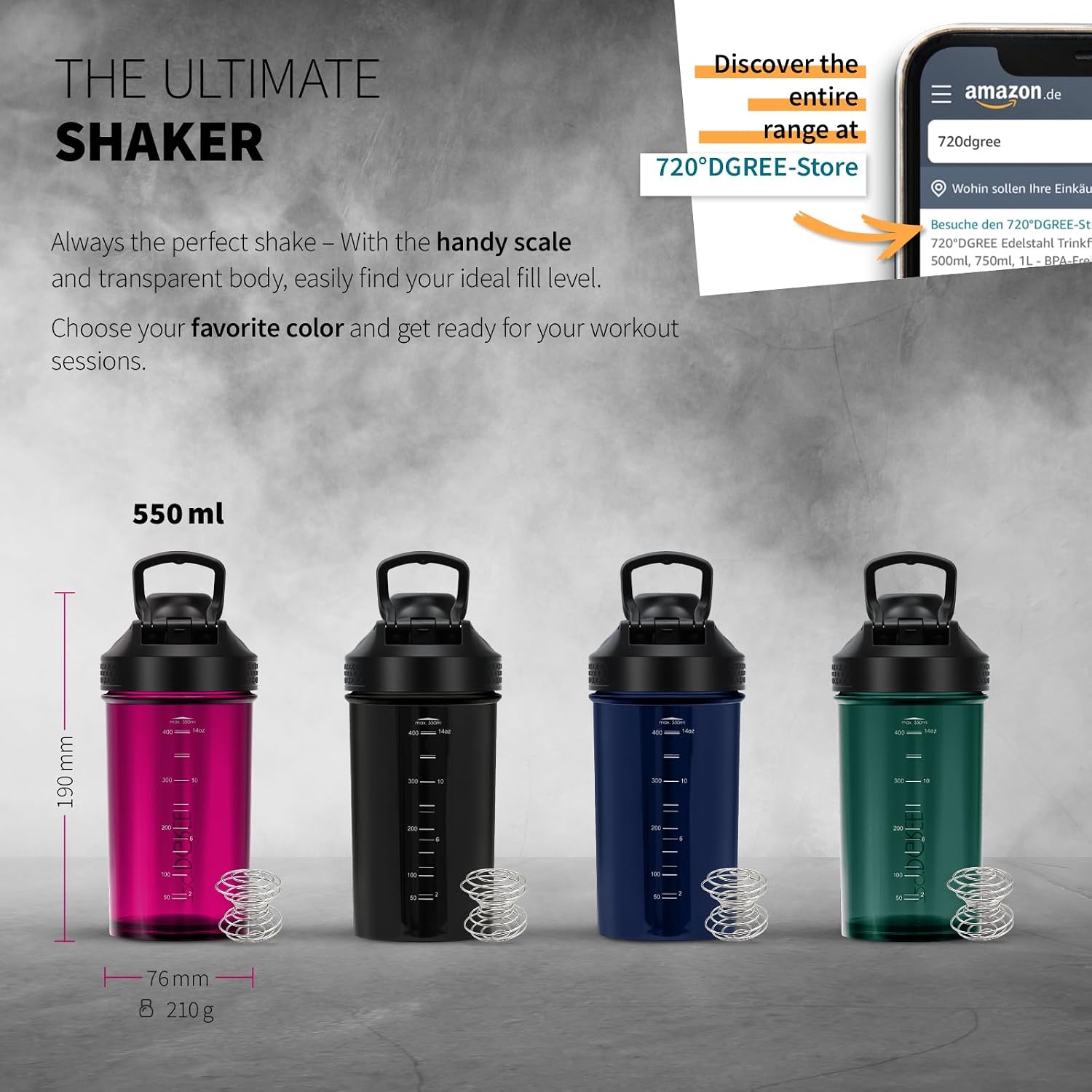 Detalle 2 de 720°DGREE uberShaker 550 ml shaker protéiné 🥤