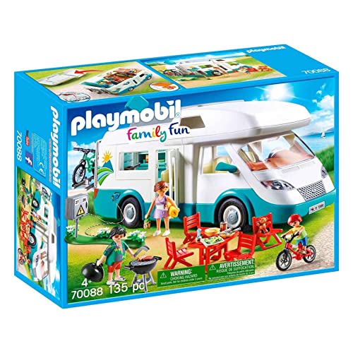 Detalle de Playmobil Family Fun 70088 Camping-Car Familial avec Toit Amovible et Accessoires
