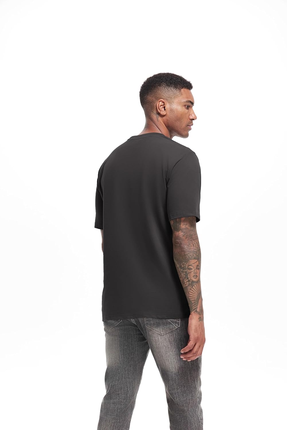 Detalle de VEIISAR Herren dickes Langarm-Rundhals-Shirt aus 100% Baumwolle (Heavy Duty, Pre-Shrink)