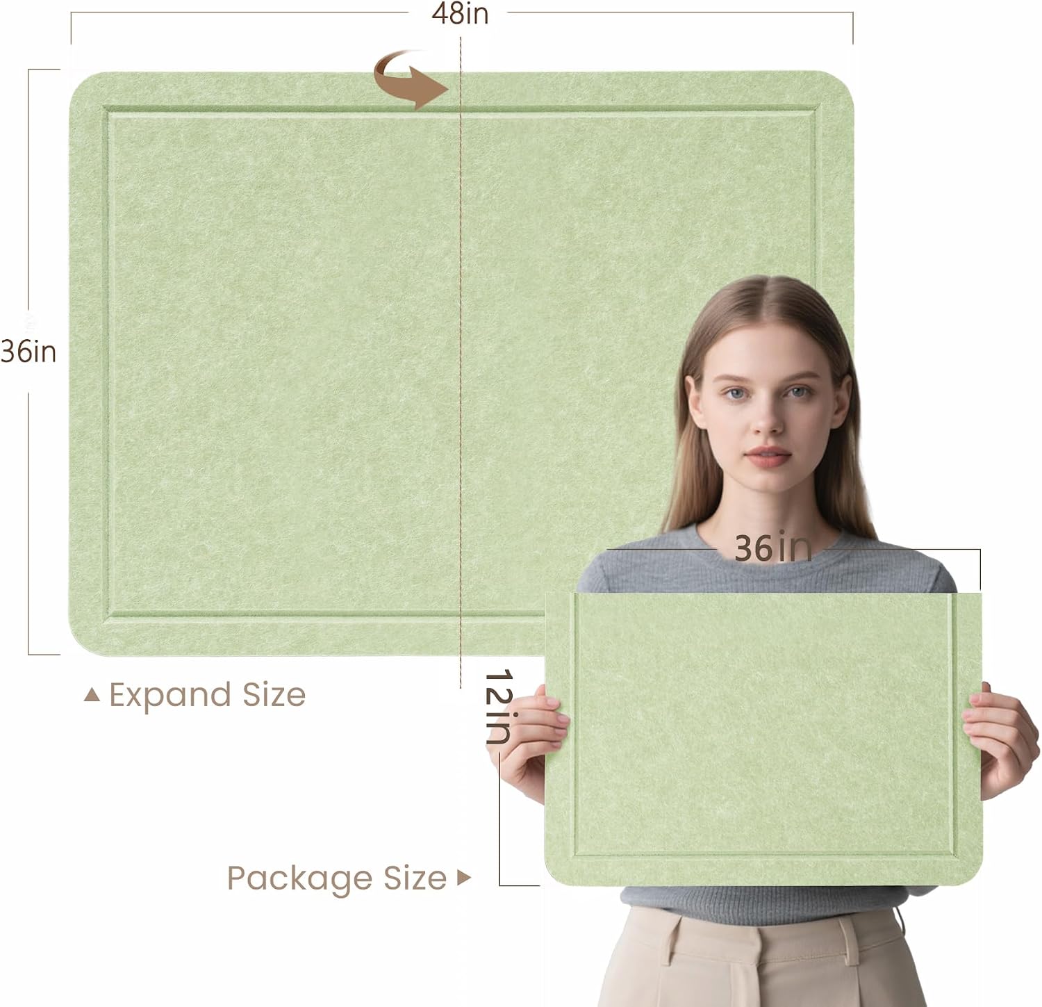 Detalle 1 de lightomorrow AA-90120-119 Felt Bulletin Board, 48 x 36 Inches, Avocado Green